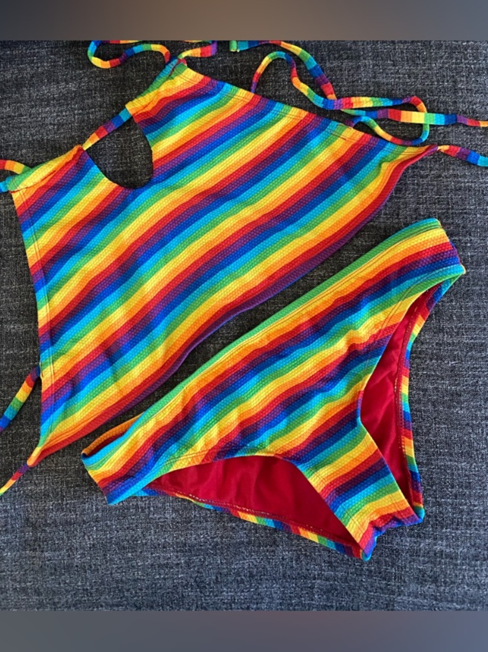 Hot Topic Rainbow Stripe Bikini Large Pride Festival